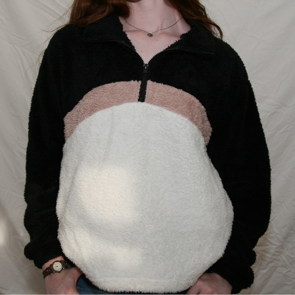Fluffy Throwback RETRO Style Colsie Brand Half Zip Sweatshirt
